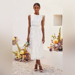 White Sleeveless Lace Midi Dress